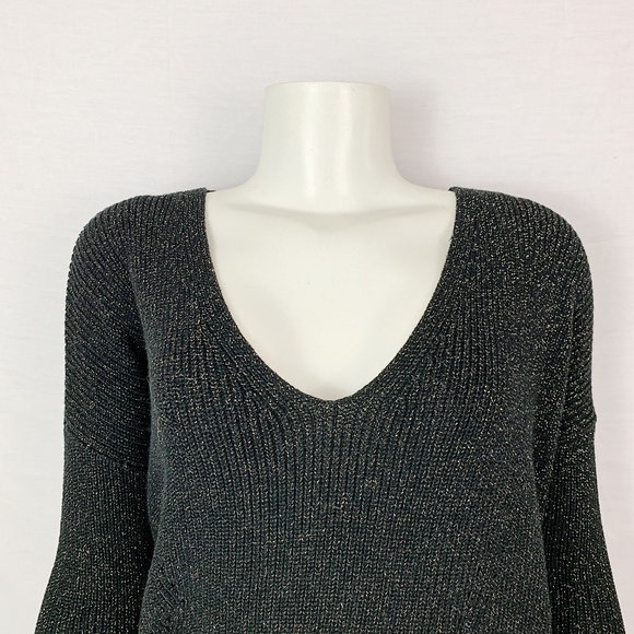 EXPRESS Black Gold Glitter Top 3/4 Sleeve Sz XS - Picture 3 of 6